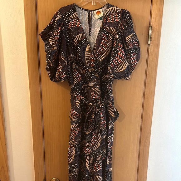 Farm Rio Women’s Kitenge Flutter Sleeve Taper Jumpsuit Pantsuit Size Medium